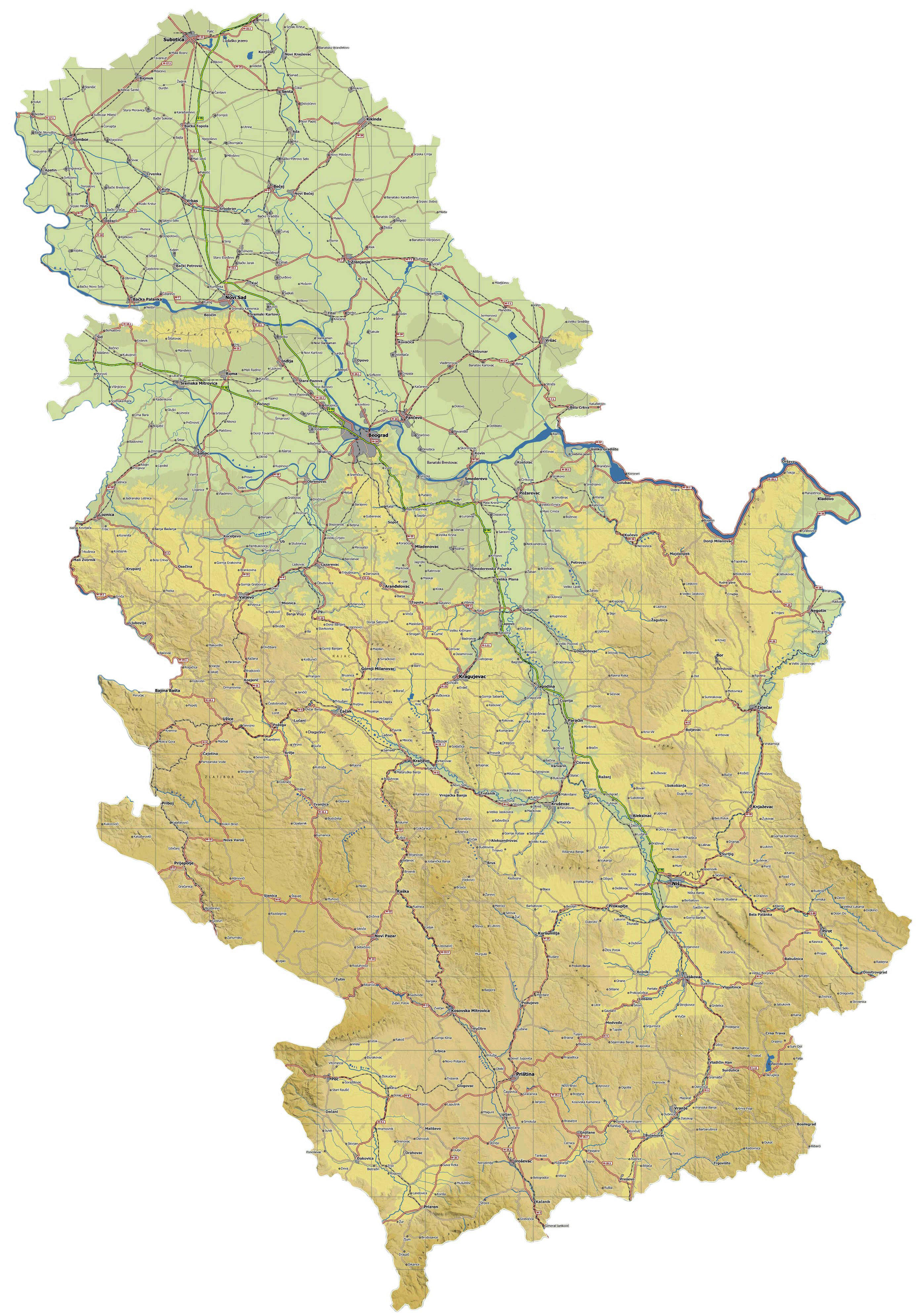 Geografska karta srbije sa kilometrazom